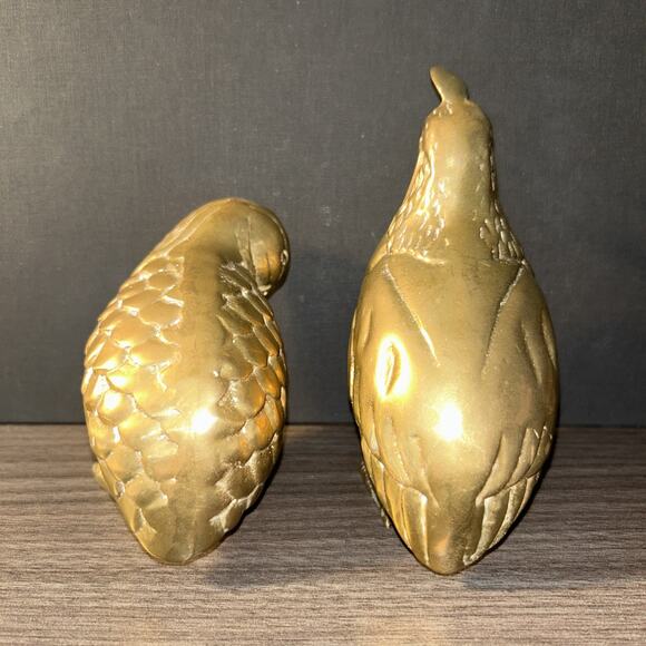 2 Solid Brass California Quail Figures 4” Long Heavy Detailed High Quality - Picture 5 of 14